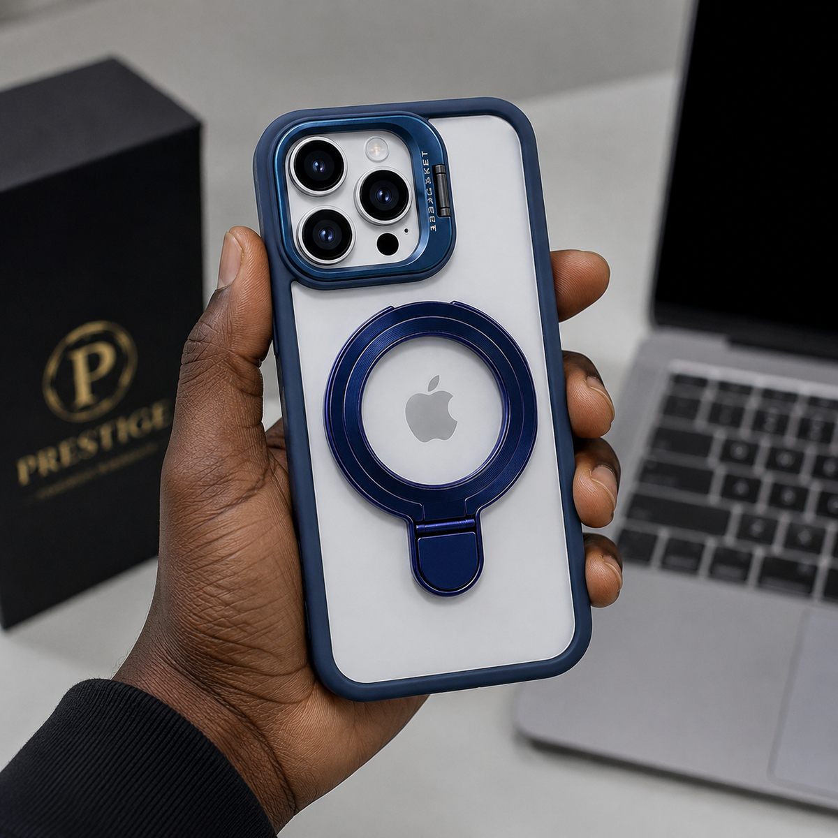 Coque PRESTIGE™ MagSafe iPhone – Anneau & Protection Caméra